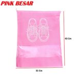 Tas Tali Serut Penyimpanan Sepatu dan Sendal Multifungsi - besar pink