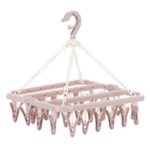 Hanger Gantungan Jemuran Baju Lipat Dengan 32 Jepit Multifungsi - pink