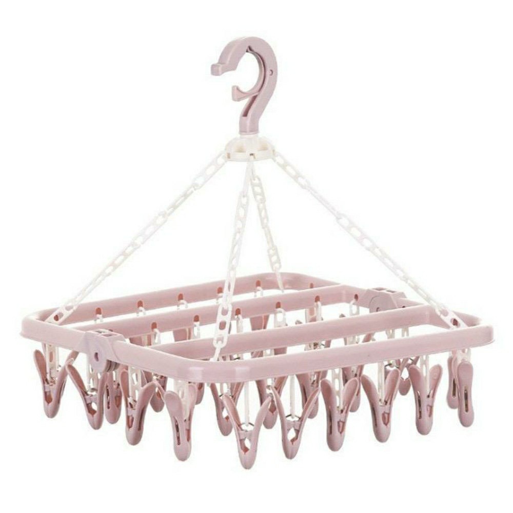 5WLVHgT15eCv1YCaZkoAqLvxN4T9VU7IE8Wq1aQK Hanger Gantungan Jemuran Baju Lipat Dengan 32 Jepit Multifungsi - pink - Image 1
