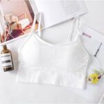 Bra Sport Wanita Tanpa Kawat dengan Isi Busa Model Seamless B400 - putih