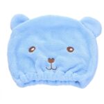 Handuk Topi Keramas Mandi Pengering Rambut Karakter Beruang - biru