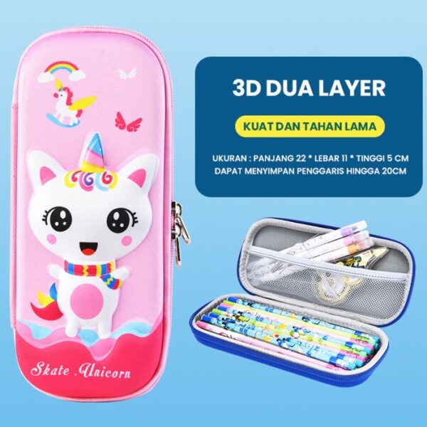 Kotak Tempat Pensil 3D Untuk Anak Dengan Motif Karakter - Unicorn