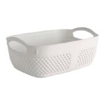 Keranjang Anyam Plastik Tebal Persegi Panjang Oval Serbaguna - putih