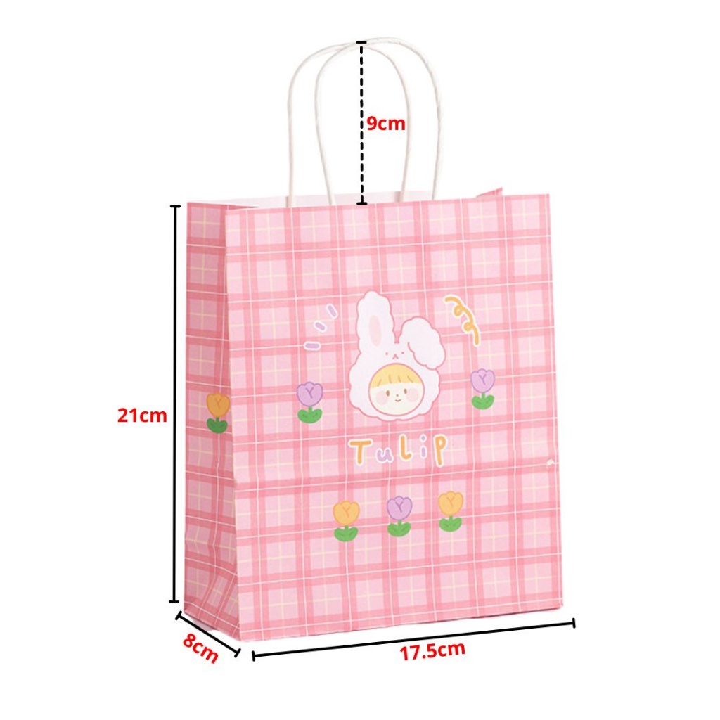 DUYTiAj45DSgkcDQvjUKva2c3JGdcpoyrNANqJJ7 Paperbag Karakter Kartun Beruang Lucu Hampers Bahan Karton - rabbit pink - Image 1