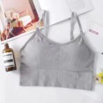 Bra Sport Wanita Tanpa Kawat dengan Isi Busa Model Seamless B400 - abu