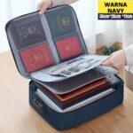 Tas Penyimpanan Dokumen 3 Layer Anti Air dengan Kunci Password - navy