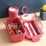 Lunch Box Tempat Makan Plastik Mika Japanese Style - Merah