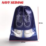 Tas Tali Serut Penyimpanan Sepatu dan Sendal Multifungsi - sedang navy