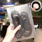 Ikat Rambut Karet Korea Warna Warni 100pcs Dengan Pouch - hitam