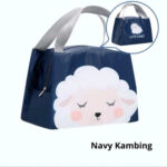 Tas Bekal Karakter Anak Sekolah dan Set Lunch Box Kotak Makan - navy kambing