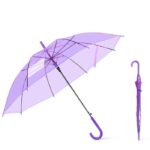 Payung Cantik Bening Transparan Polos Korea Jepang Style - Ungu Transparant