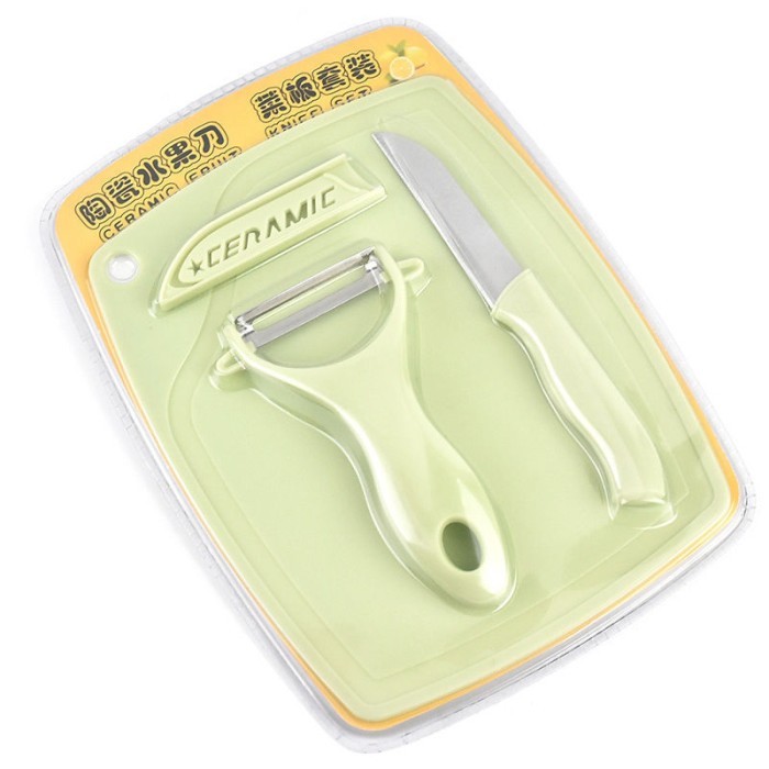 cbf6dcd6-479b-4684-a9ba-a43e296d3e08 Pisau Satu Set Peeler Talenan - Hijau - Image 1