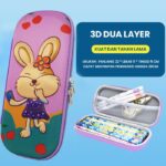 Kotak Pensil Tempat Alat Tulis 3D Timbul Dengan Motif Karakter - purple tooth rabbit