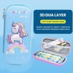 Kotak Tempat Pensil 3D Untuk Anak Dengan Motif Karakter - Pony Rainbow Biru