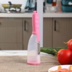 Pisau Kupas Buah Sayur Desain Tabung Model Gelas Stainless - pink nonbox