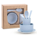 Mangkok Sendok Cangkir Sumpit Korea 6 In 1 - Biru