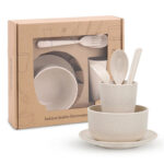 Mangkok Sendok Cangkir Sumpit Korea 6 In 1 - Krem