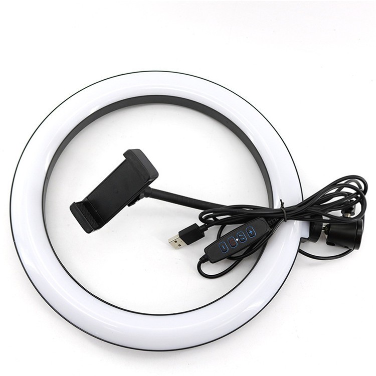 f0973b48-0dc6-446b-b5c1-a5eae507b504 Lampu Rias Make Up Vlog LED Ring Light Phone Holder 26cm - - Image 1