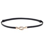 Ikat Pinggang Kulit Tali Kecil Adjustable Fashion Korea Untuk Wanita - oval hitam