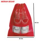 Tas Tali Serut Penyimpanan Sepatu dan Sendal Multifungsi - besar maroon