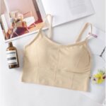 Bra Sport Wanita Tanpa Kawat dengan Isi Busa Model Seamless B400 - cream