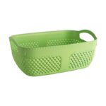 Keranjang Anyam Plastik Tebal Persegi Panjang Oval Serbaguna - hijau