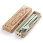 Set Alat Makan Sendok Garpuh Bahan Serat Jerami Gandum - Hijau