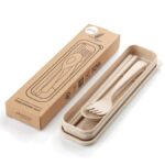 Set Alat Makan Sendok Garpuh Bahan Serat Jerami Gandum - Krem