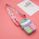 Tas Selempang Pop It 3d Karakter Unicorn Rainbow Mini Kecil - Ice Cream Macaron
