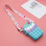 Tas Selempang Pop It 3d Karakter Unicorn Rainbow Mini Kecil - Ice Cream Blue