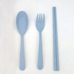 Set Alat Makan Sendok Garpuh Bahan Serat Jerami Gandum - Biru