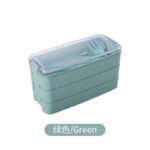 Set Kotak Makan Tingkat 3 Susun Lunch Box Mika Set - hijau