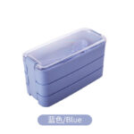 Set Kotak Makan Tingkat 3 Susun Lunch Box Mika Set - biru
