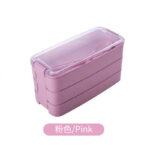 Set Kotak Makan Tingkat 3 Susun Lunch Box Mika Set - merah muda