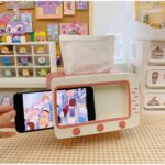 Tissue Box Kotak Tempat Tisu Dengan Holder Hp Moder Tv - pink