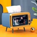 Tissue Box Kotak Tempat Tisu Dengan Holder Hp Moder Tv - biru