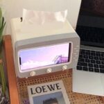 Tissue Box Kotak Tempat Tisu Dengan Holder Hp Moder Tv - putih