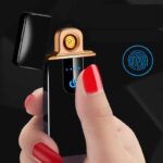 Korek Api Elektrik Mini Touch Screen Fingerprint Led Lighter USB