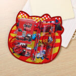 Set Alat Tulis Lucu Lengkap Pensil Penghapus Penggaris 8 In 1 - Red