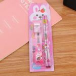 Set Alat Tulis Penghapus Rautan Pensil Karakter Lucu - Pink
