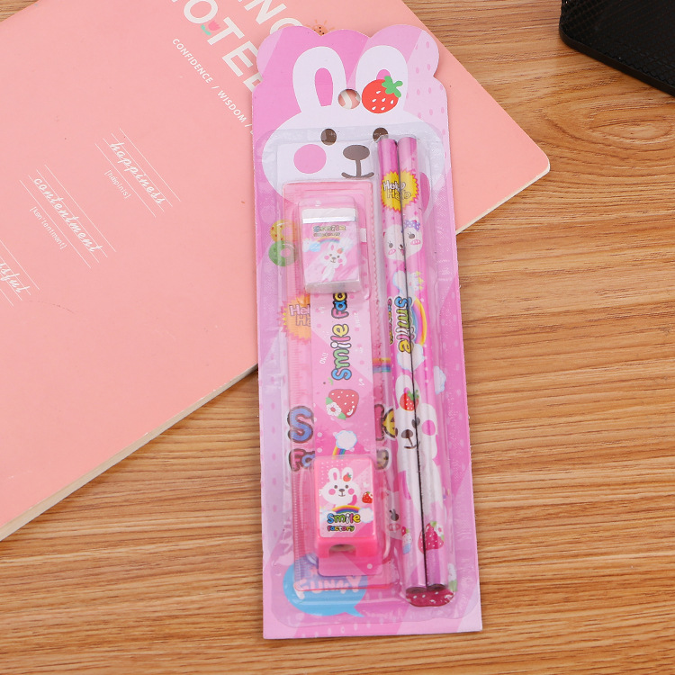 rug-1668174508083-1-1673001498 Set Alat Tulis Penghapus Rautan Pensil Karakter Lucu - Pink - Image 1