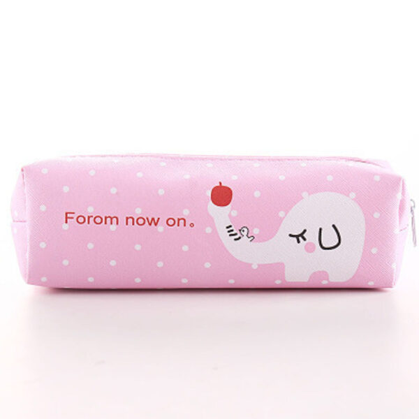 Tempat Kotak Pensil Kain Korea Dengan Motif Kartun - Big Pink