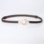 Ikat Pinggang Kulit Tali Kecil Adjustable Fashion Korea Untuk Wanita - bulat coklat