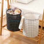 Keranjang Canvas Laundry Bag Bulat Lipat Portable -