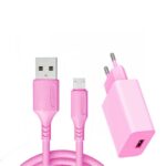 Charger Adaptor Travel MACARON Fast Charging 3.1A dan Cable Micro USB - pink