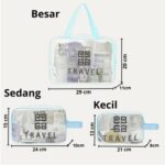 Tas Wanita Pouch Travel Kosmetik Transparan Premium - Biru Kecil