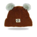 Kupluk Rajut Bayi Model Pompom Premium Unisex POM02 - Coklat Muda