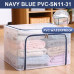 Kotak Penyimpanan Lipat Serbaguna Dengan Double Zipper - Navy66L