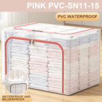 Kotak Penyimpanan Lipat Serbaguna Dengan Double Zipper - Pink66L