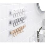 Gantungan Handuk Baju Tempel Dinding Hook 6 Kait Praktis 30 cm -